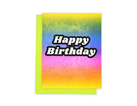 Happy Birthday Rainbow Gradient Risograph Card