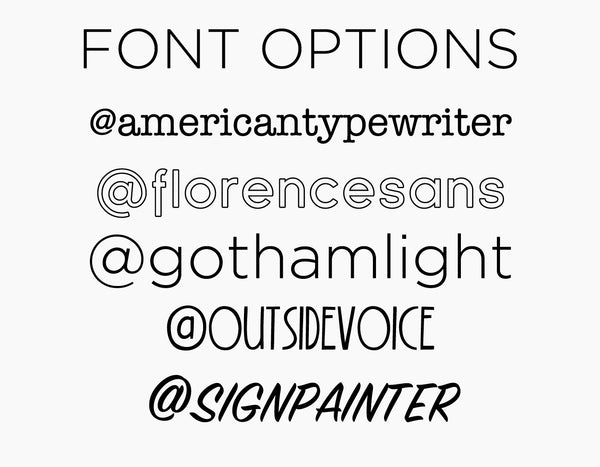 5 different font choices for you to choose from