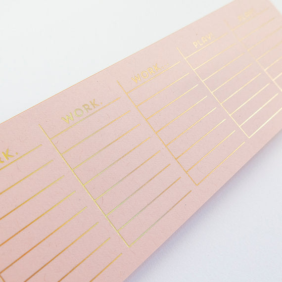 work/play gold holographic foil notepad