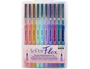 10 piece le pen flex set colors ochre, coral pink, pale blue, wisteria, dusty pink, peppermint, amethyst, teal, magenta, oriental blue