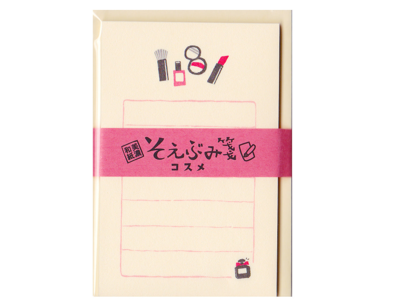 mini stationery set with cosmetics printed and 7 lines.