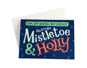 Mistletoe and Holly Christmas card