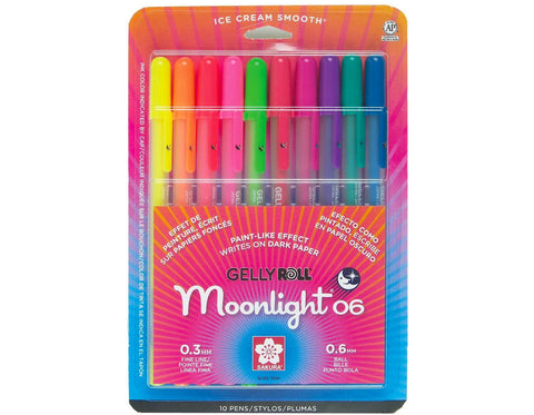 set of 10 moonlight gelly roll pens in package