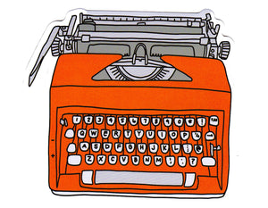 red typewriter sticker
