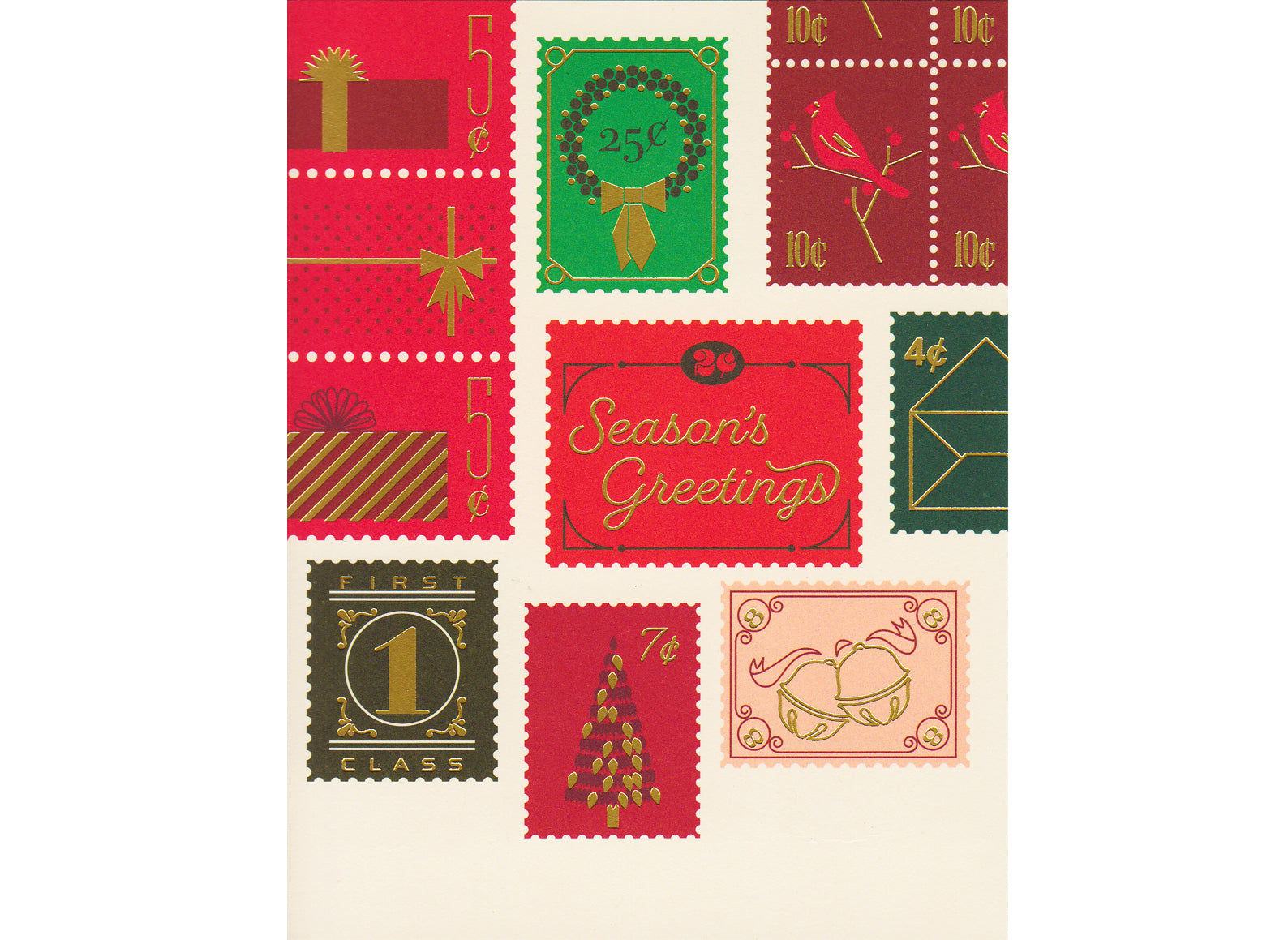 illustrated imaginary christmas postage stamps