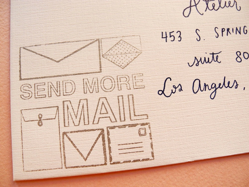 Send More Mail Envelopes Rubber Stamp