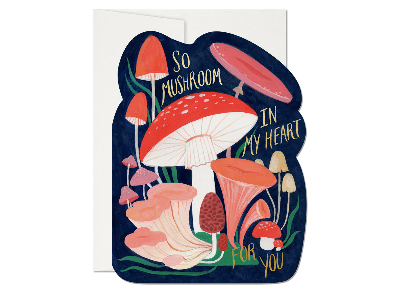 die cut card featuring mushrooms and it says so mushroom in my heart for you
