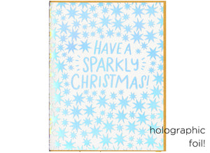 holographic foil starbursts with the text have a sparkly christmas!