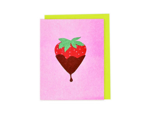 Candy Cards: Chocolate Covered Strawberry Risograph Card