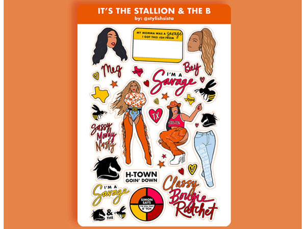 H-Town Rapper Sheet It’s the Stallion & The Bey Glossy Sticker Sheet