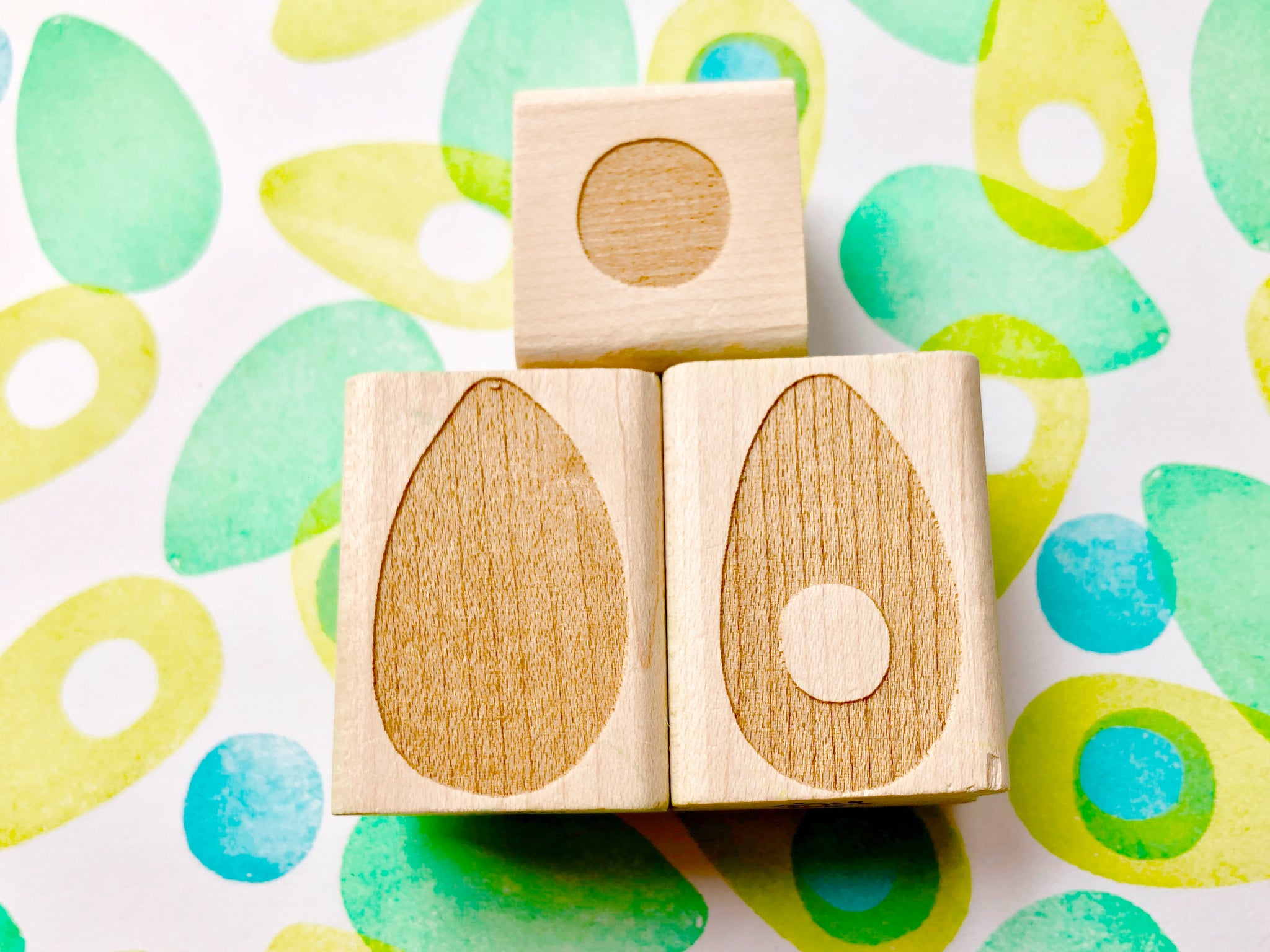 set of three avocado rubber stamps