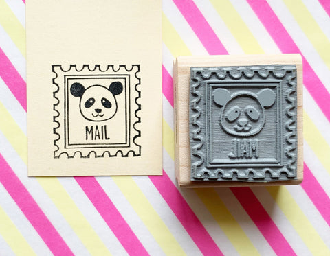 panda rubber stamp | postage stamp | panda mail stamp | woodland animal stamp for snail mail, card making, gift wrapping | LIMITED EDITION- TALK TO THE SUN