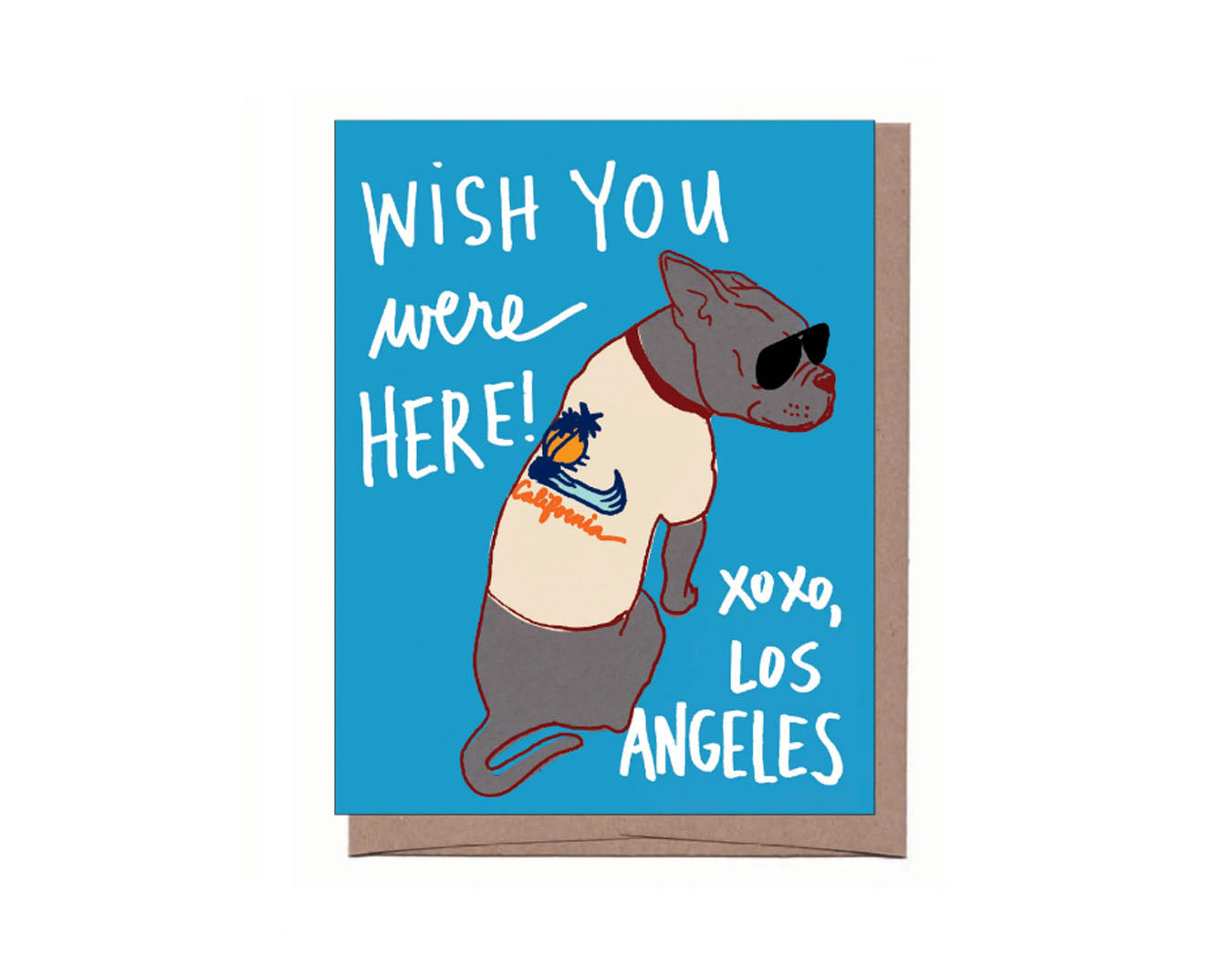 Wish you were here! Vintage T-shirt Dog LA Card