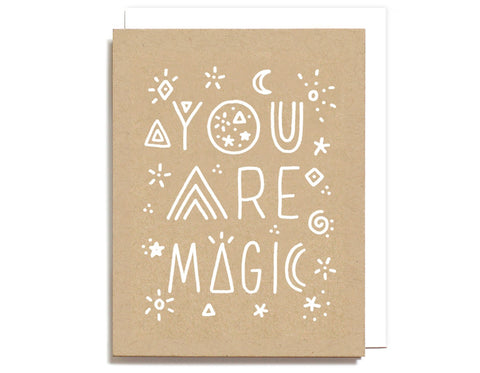 kraft colored card white ink you are magic with a moon andstars